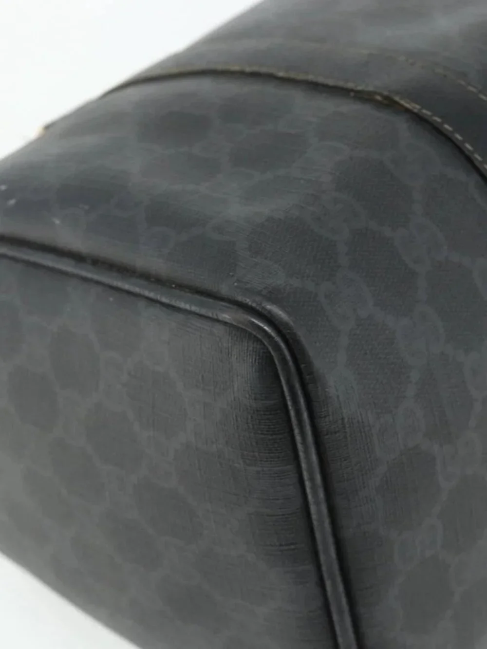 GUCCI GG Supreme Web Sherry Line Hand Bag PVC Black Gold 40 02 007 Auth